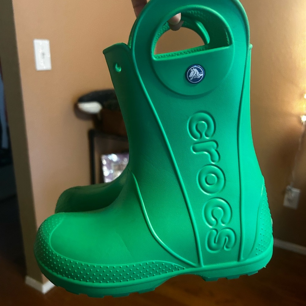CROCS Kids Green Rain Boots